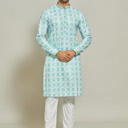 Arihant Rai Sinha Men Printed Regular Pure Cotton Kurta with Trousers-image-50