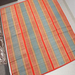 HOKIPO Red & Blue Striped Eco-Friendly Madurkathi Sleeping Chatai-74