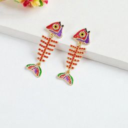 AVANT-GARDE PARIS Gold-Plated Rhinestones Studded Fish Shaped Studs-image-89