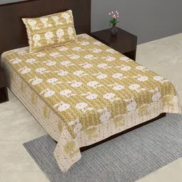 Jaipuri Printed Single Bed Bedsheet with Pillow Covers-image-73