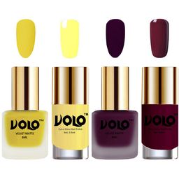 VOLO Set Of 4 Velvet Matte & Extra Shine Nail Polish - 8 ml Each & 9ml Each-40-46-29-34-8