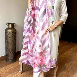 KALINI Women Floral Embroidered Regular Sequinned Kurta with Trousers & With Dupatta-10