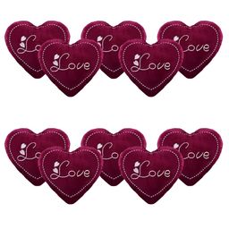 Kuber Industries Maroon & White 10 Pieces Embroidered Heart Shaped Pre-Filled Cushions-14