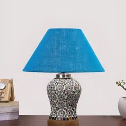 Aura Turquoise Blue Glass Traditional Abstract Shaped Table Lamp-picture-18