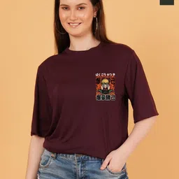 kintu parantu Women Pack of 2 Printed Drop-Shoulder Sleeves Oversized T-shirt-picture-37