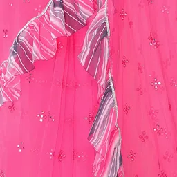 ODETTE Embellished Mirror Work Net Saree image 5