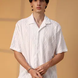 Campus Sutra Men Comfort Cuban Collar Solid Cotton Oversized Casual Shirt-picture-19