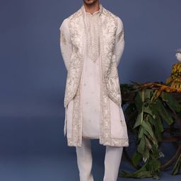 KALPRAAG Men Floral Embroidered Regular Sequinned Kurta with Trousers & With Dupatta-picture-37