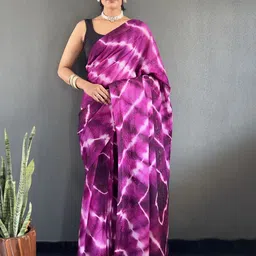 KAYOMMI Women Tie and Dye Printed Pure Georgette Saree-image-67
