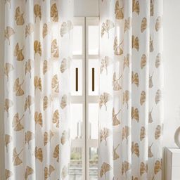 HOMEMONDE Gold-Toned & White Set of 2 Floral Sheer Door Curtain-15