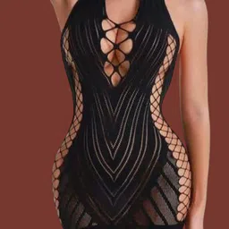 BRACHY Women Net Halter Neck Baby Doll-image-44
