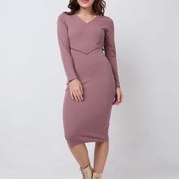 SZN Women V-Neck Bodycon Midi Dress-image-70