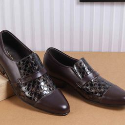 Mochi Men Textured Leather Formal Slip-On Shoes-image-82