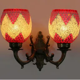 Somil Premium Designer Glass Wall / Night Lamp Elegant & Stylish Dcor Accent for Modern Interiors, color- White, Red, Size, 21.5 X 29 X 35 CM-image-19
