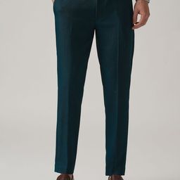 Banana Club Men Smart Slim Fit Teal Blue Formal Trouser-image-56