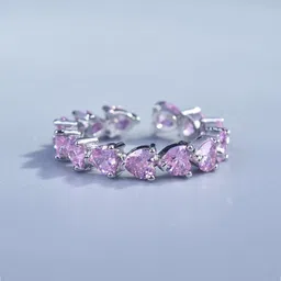 Designs & You Sliver-Plated American Diamond Stone Studded Adjustable Finger ring-43