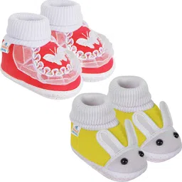 NESKA MODA 12 To 18 Month NonSlip Set of 2 Pair Toddler Baby Unisex Soft Cotton Rabbit Face Booties-image-37