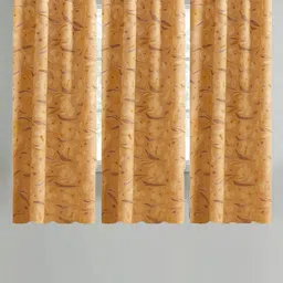 ANA Mustard Set of 3 Floral Room Darkening Window Curtain-0