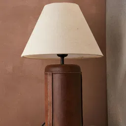 Fabindia Bodh Brown & Beige Textured Metal Frustum Shaped Table Lamp-picture-39