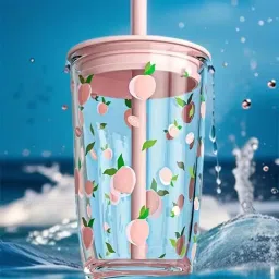 Coffee Can Glass Sipper Tumbler with Lid Straw - 400ml Glass Water/Juice Glass-image-48