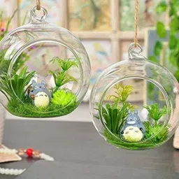 Hanging Glass Globe Plant Terrariums - Glass Orbs Air Plants Tea Light Candle Holders Succulents Moss Miniature Garden Planters Home Decor Indoor Garden (4 inch) Set of 2 Glass Tealight Holder-picture-26