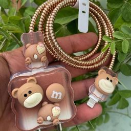 ProLook Cute Teddy Adapter Cover For iPhone Charger 18/20W with 360°Protection & With Cable Protector-image-47