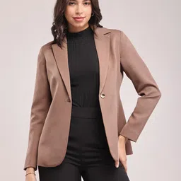 fable street Women Solid Single Breasted Formal Blazer-picture-34