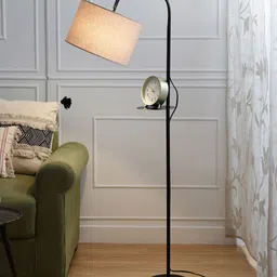 SANDED EDGE White Arc Floor Lamp with One Shelf-11