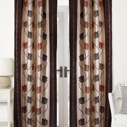 Home Sizzler Brown Set Of 2 Printed Door Curtains-53
