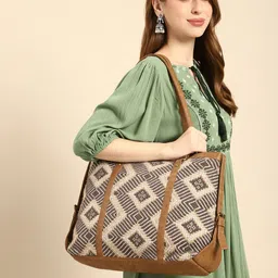 Anouk Geometric Textured Shopper Tote Bag image 1