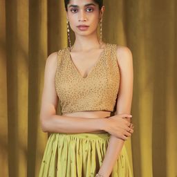 Soch Women Gold-Coloured Embroidered Saree Blouse-picture-48