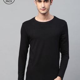 Marks & Spencer Men Pack of 2 Black Solid Thermal T-shirt-image-41