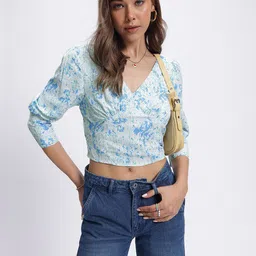 glitchez Fusion Print Empire Crop Top-image-40