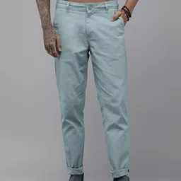 The Roadster Lifestyle Co. Men Green Solid Slim Fit Trousers-image-44