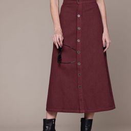 Roadster Denim Midi A-Line Skirt-image-11