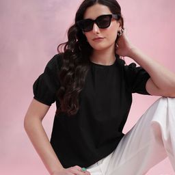 DressBerry Puff Sleeves Pure Cotton Top-picture-29