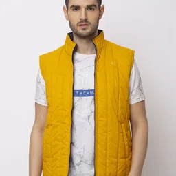 Status Quo Men Mustard Quilted Jacket-image-39