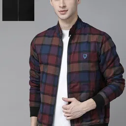 Roadster Men Red & Blue Checked Reversible Tailored Jacket-21
