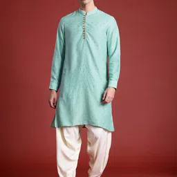 Anouk Men Mukaish Work Kurta with Dhoti Pants-image-55