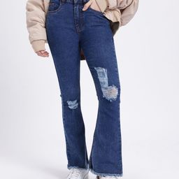 glitchez Women Ripped Rebel Flared Fit Frayed Jeans-image-82