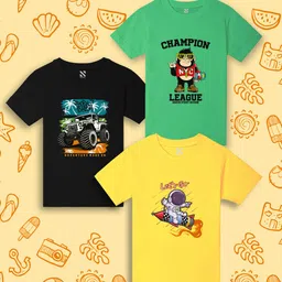 NUSYL Boys Pack of 3 Printed T-shirt-36