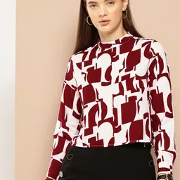 Chemistry Print Mandarin Collar Top-picture-8