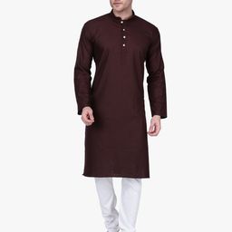 RAJUBHAI HARGOVINDAS Men Brown Solid Straight Kurta-48