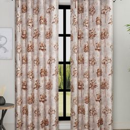 Myntra Elegant Homes Gold-Toned & Brown 2 Pieces Floral Room Darkening Door Curtains-10