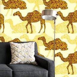ArtzFolio Printed UV-Resistant Anti-Bacterial Ornament Camel Peel & Stick Wallpaper-image-40