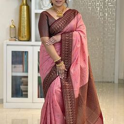 HERE&NOW Woven Design Zari Pure Silk Banarasi Saree-picture-14