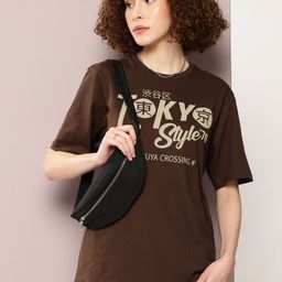 DILLINGER Women Typography Printed Oversized T-shirt-image-83