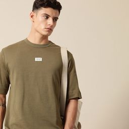Mr Bowerbird Solid Pure Cotton Casual Oversized T-shirt With Patchwork Detail-image-36