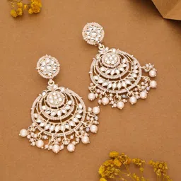 Anouk Gold-Plated Artificial Beads Beaded Contemporary Shaped Jhumkas-18