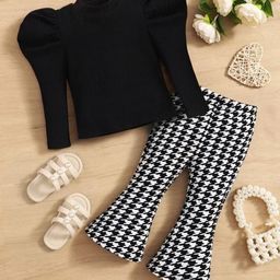Ninas Girls Self Design Long Sleeves T-shirt With Trousers-image-54